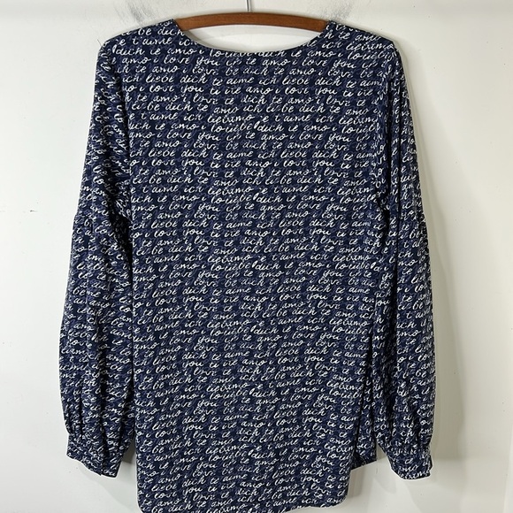 CAbi 5336 Te Amo Blouse Blue White Size Medium - Picture 6 of 16